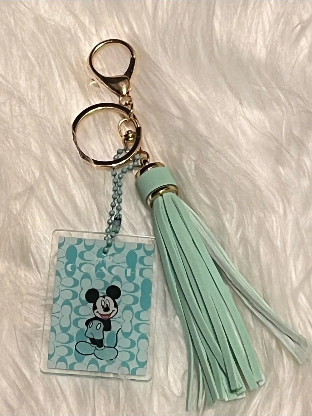 Mickey Mouse Aqua Tassel Keychain